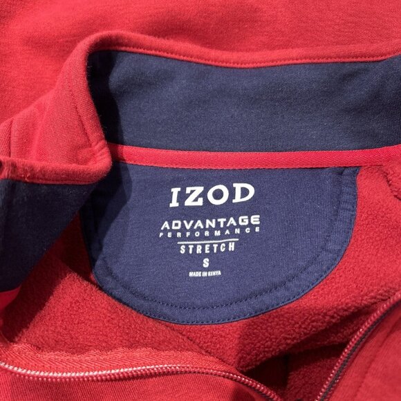 IZOD Advantage Performance Stretch 1/4 Zip Pullover Mens Small Red Sweatshirt - Picture 7 of 9